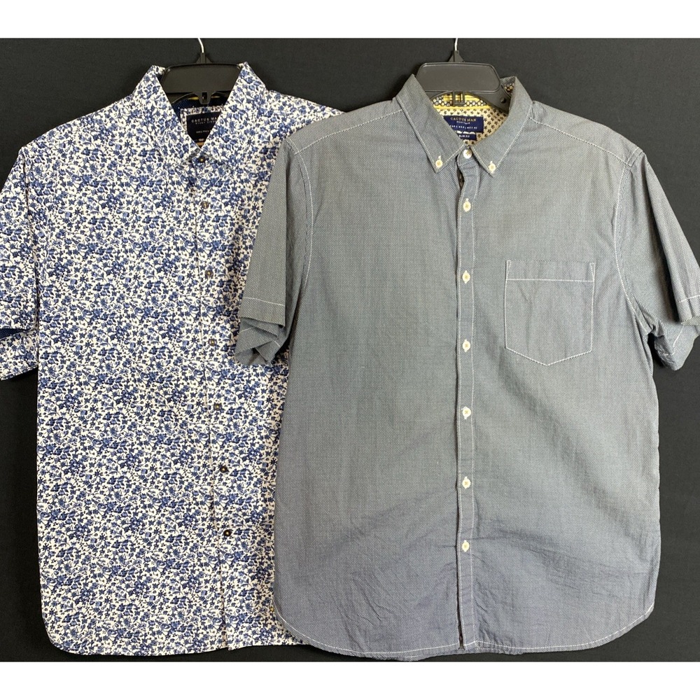 LOT OF 2 Cactus Man Ricky Singh Short Sleeve Button Up Shirt Mens Large  AOP